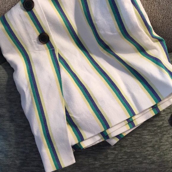 NWT Halogen midi skirt stripe green button slit - Picture 4 of 6